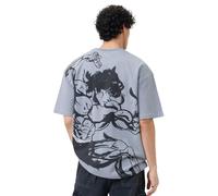 The Souled Store Baki Hanma: Shadow Boxer Uomo e Ragazzo Maniche Corte Girocollo Grigio Anime Grafica Stampato Cotone Oversize T-shirt, grigio, 58