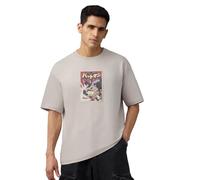 The Souled Store Batman: Robin Uomini e Ragazzi Maniche Corte Girocollo Off-White Grafica Stampa Giapponese Comic Art Casual Streetwear Cotone Oversize T-Shirt, grigio, 52