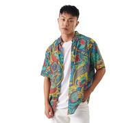 The Souled Store Camicia da uomo ufficiale Marvel: Funk Regular Fit Graphic Mezza manica Rayoned Summer Shirt per casual mezza manica Regular Fit Stampato Elegante Ultimo Cotone Party Wear, Blu