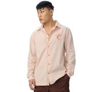 The Souled Store Cocktail Gamberetti Uomini e Ragazzi Maniche Lunghe Colletto Collo Bottone Frontale Cotone Ricamato Rosa Camicie Rilassate, Cocktail di gamberetti, 58