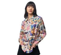 The Souled Store Funky Animals: donne e ragazze a maniche lunghe colletto spalmato multicolore grafica stampata viscosa nylon vestibilità regolare leggera estiva casual streetwear camicie, Multicolore