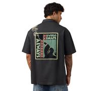 The Souled Store Harry Potter: Always Camicia oversize da uomo e ragazzo a maniche corte con colletto spalmato e bottoni sul davanti, in cotone grigio impreziosito, Sempre, 58