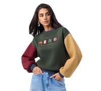 The Souled Store Harry Potter: Magic is Everywhere Donne e Ragazze Maniche Piene Girocollo Verde Oliva Misto Cotone Casual Spalla Caduta Streetwear Abbigliamento Invernale Pullover Felpa Oversize