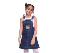 The Souled Store Hello Kitty: abiti pinafore in cotone con logo classico ricamato blu sopra il ginocchio, blu, 2-3 Anni