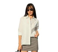 The Souled Store Lily White Donne e Ragazze Maniche Lunghe Colletto Spalmato Bianco Solido Cotone Vestibilità Rilassata Traspirante Leggero Camicia per tutti i giorni, Bianco Giglio, 44