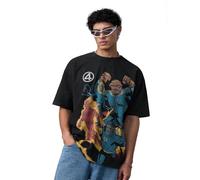 The Souled Store Marvel: Fantastici Quattro Uomini e Ragazzi Maniche Corte Girocollo Nero Stampa Grafica Cotone Leggero Traspirante All Season Oversize T-Shirt, nero, 52