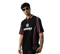 The Souled Store Marvel: Invincible Uomini e Ragazzi Manica Corta Colletto Nero e Marrone Grafica Stampata Casual Leggero Spalla goccia Streetwear Moda Cotone Oversize Polo, nero, 48