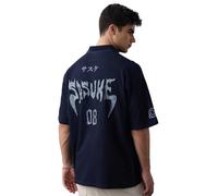 The Souled Store Naruto: Rebellion Uomini e Ragazzi Maniche Corte Collo Collo Blu Impreziosito Cotone Oversize Polo, marrone chiaro::blu, 40