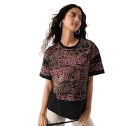 The Souled Store Nomad: Primal Tribe - Maglietta da donna e ragazza, a maniche corte, girocollo, in cotone ricamato, leggera, per tutti i giorni, streetwear, Tribù Primordiale, 38