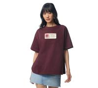 The Souled Store Overthinkers Club - Maglietta oversize a maniche corte, da donna e ragazza, girocollo, tipografia marrone, in cotone stampato, durevole, casual, spalle cadenti, Overthinkers Club, M