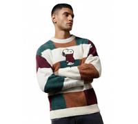 The Souled Store Peanuts: Snuggly Snoopy Uomini e Ragazzi Maniche Piene Girocollo Bianco e Verde Blocchi di colore Acrilico Vestibilità Oversize Leggero Ricamato Pullover, Snuggly Snoopy, 58
