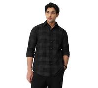 The Souled Store: Phantom Uomini e Ragazzi Manica Lunga Colletto Spalmabile Nero Plaid Misto Cotone Leggero Facile da Stile Di Tutti I Giorni Ufficio Usura Casual Camicia Reg, Fantasma, 42