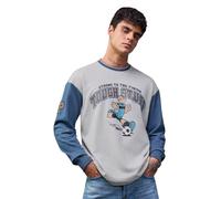 The Souled Store Popeye: Strong to The Finish Uomini e Ragazzi Manica Lunga Girocollo Grigio e Blu Grafica Casual Leggero Spalla Goccia Streetwear Trendy Oversize Full Sleeve T-Shirt, Resistente alla