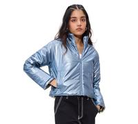 The Souled Store Solids: Silver Moonshine Donne e Ragazze Maniche Lunghe Collo Alzato Cerniera Frontale Reversibile Piumini Giacche, Chiaro di luna d'argento, 40
