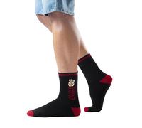 The Souled Store Souled Socks: Scratch n Rise | Calze nere e rosse con motivo Maneki-Neko Lucky Cat in misto cotone, morbide e traspiranti