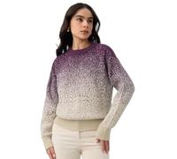 The Souled Store Starlight Donne e Ragazze Maniche Piene Girocollo Viola e Beige Gradiente Lavorato A Maglia Acrilico A Costine Spalla Caduta Streetwear Casual Maglione Oversize, Luce stellare, 46