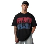 The Souled Store Stranger Things: Upside Down Spray Uomini e Ragazzi Maniche Corte Girocollo Nero Grafica Stampata Trendy Series Streetwear Spalla Goccia Casual Cotone Oversize T-Shirt, nero, 50
