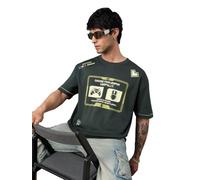 The Souled Store T-shirt oversize: PC Vs Console Uomini e Ragazzi Maniche Corte Girocollo Verde Scuro Stampa Grafica Cotone Spalla Goccia Casual Streetwear T-shirt Oversize, Verde scuro, 48