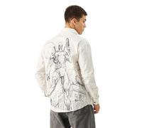 The Souled Store Ufficiale Deadpool: Logo Uomini e Ragazzi Manica Lunga Collo Button Down Bianco Grafica Stampato Cotone Regular Fit Utility Shirt, Bianco Noi, XX-Large