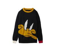 The Souled Store Ufficiale Looney Tunes: Sylvester e Daffy Manica Lunga Girocollo Nero Stampato Ragazzi Maglioni, Nero , 5-6 Anni
