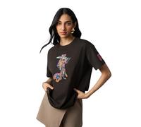 The Souled Store Ukiyo-E Geisha - Maglietta da donna e ragazza, a maniche corte, girocollo, con ricamo, leggera, streetwear, in cotone, oversize, per tutti i giorni, Geisha Ukiyo-E, 38