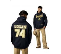 The Souled Store Wolverine: Weapon X Uomini e Ragazzi Maniche Piene con Cappuccio Collo Blu Navy Misto Cotone Ricamato Spalla Goccia Streetwear Pullover Trendy Felpa Oversize Fit Felpa con cappuccio