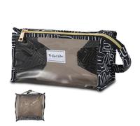 The Spirit Store Beauty case in pelle grande per viaggiare, capiente, pratico da ripiegare, Nero - Black Transparent, Beauty case