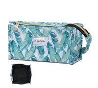 The Spirit Store Beauty case in pelle grande per viaggiare, capiente, pratico da ripiegare, Verde foglia, Beauty case