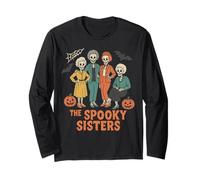 The Spooky Sisters - Funny Skeleton Halloween Design Maglia a Manica