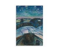 The Starry Night di Edvard Munch, poster su tela, stampa artistica da parete, decorazione per la casa, 50 x 75 cm
