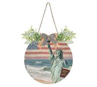 The Statue Of Liberty Independence Day Decorativo camera benvenuto porta segno divertente segno di benvenuto per porta d'ingresso per primavera estate autunno inverno vacanze Halloween Natale Pasqua