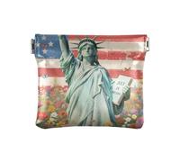 The Statue Of Liberty Indipendence Day Flowers PU Leather Small Coin Fancy Card Holder per le donne