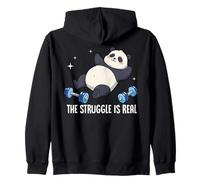 The Struggle Is Real Panda Workout Humor Felpa con Cappuccio
