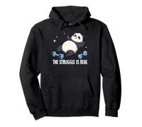 The Struggle Is Real Panda Workout Humor Felpa con Cappuccio