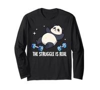 The Struggle Is Real Panda Workout Humor Maglia a Manica