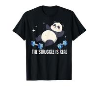 The Struggle Is Real Panda Workout Humor Maglietta