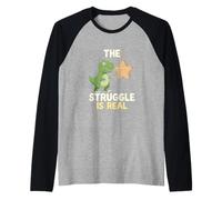 The Struggles Real Dino T-Rex Pignatta Cartoon Animal Maglia con Maniche Raglan