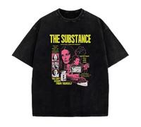The Substance Movie Maglietta vintage girocollo a maniche corte in cotone lavato t-shirt uomo donna streetwear top, Multicolore, 3XL