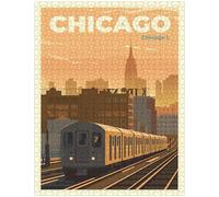 The Subway Train Dramatic Lighting Chicago L, puzzle in legno da 1000 pezzi, puzzle fotografico personalizzato per adulti e amici, idea regalo per matrimonio, compleanno, San Valentino, decorazione