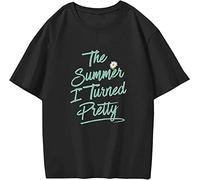 The Summer I Turned Pretty T Shirt Customized Letter Print Shirt 2022 Summer 100% Cotton Harajuku Aesthetic Couple Tops Camiseta Black S
