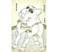 The Sumo Wrestlers - Katsushika Hokusai - Notebook: 120 Lined Pages 6" x 9" Journal Diary Notepad