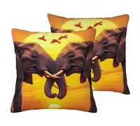 The Sun and the Elephant Animals - Federa per cuscino in finto lino, con cerniera invisibile, per divano, letto, casa, ufficio, 50,8 x 50,8 cm