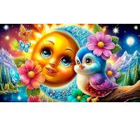 the sun and the moon flowers Puzzle per adulti 1000 pezzi Sfida di gioco educativo Estremamente difficile per attività in casa & Regalo divertente 70x50cm/1000pcs