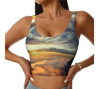 The Sun Rising Between Two Mountains, reggiseno sportivo da donna, comodo ed elegante, Nero, L