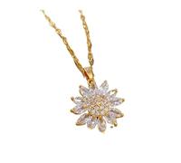The sunflower-shaped CZ pendant is a golden Korean collarbone chain full zirconia luxury necklace wedding jewelry for women(AXL40178A)