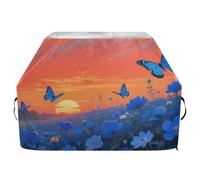 The Sunset Over The Blue Sea of Flowers Outdoor Barbecue a gas copre 165 cm impermeabile resistente allo sbiadimento e ai raggi UV copertura fumatore con coulisse regolabile per polvere vento