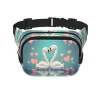 The Swan in Love - Borsa a tracolla da viaggio fitness, alla moda e casual, marsupio quadrato a doppio strato, nero, taglia unica, Nero, One Size