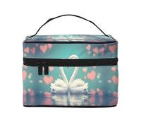 The Swan in Love Borsa cosmetica portatile impermeabile di grande capacità, 23 x 17 x 16 cm, per viaggi, sport all'aria aperta, regalo di nozze, Nero , Taglia unica