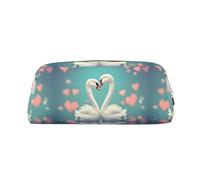 The Swan in Love, custodia leggera e portatile in pelle con cerniera, 20,5 x 5,5 x 8 cm, per ufficio, viaggi, trousse per trucchi, Argento, Taglia unica, Portamonete