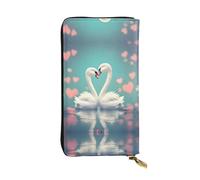 The Swan in Love Pattern - Pochette in pelle, 19,1 x 10,4 cm, per monete e chiavi